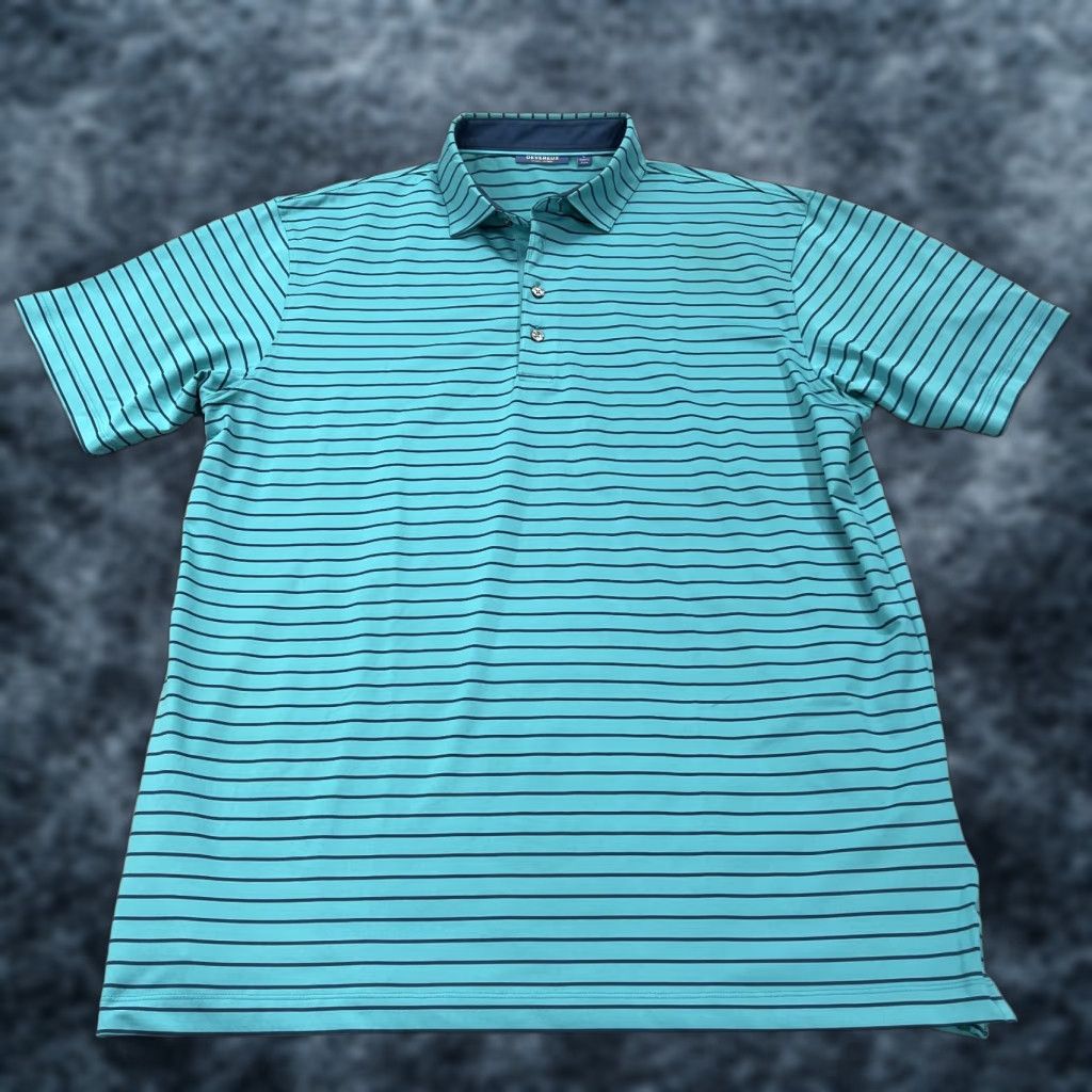 Vintage Devereux Polo Shirt Mens L Blue Striped Golf Performance All Seasons Easy Care Logo Vintage: No Course Logos Size US L / EU 52-54 / 3 - 1 Thumbnail