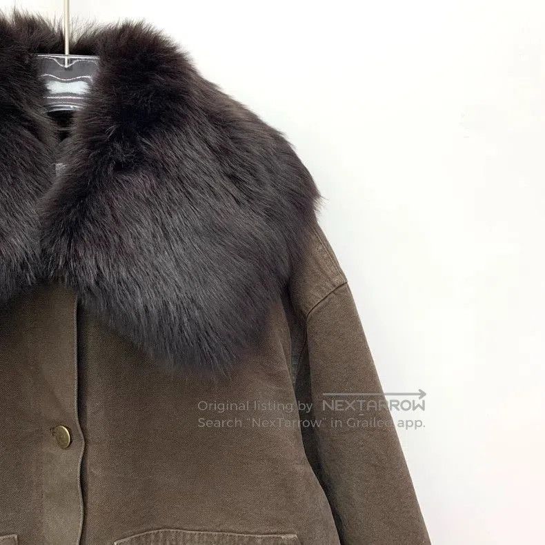 Prada Prada 24 Brown Cotton Fur Collar Jacket. Size US S / EU 44-46 / 1 - 3 Thumbnail
