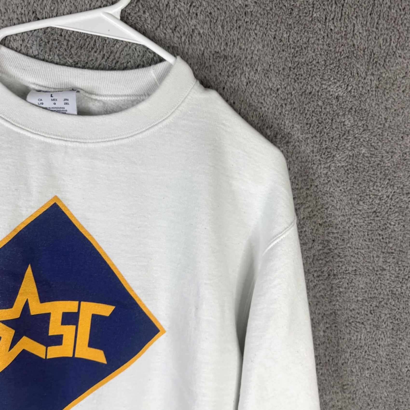 Champion Champion Sweatshirt Mens Large White Fleece Pullover SC Star Logo Graphic Size US L / EU 52-54 / 3 - 4 Thumbnail