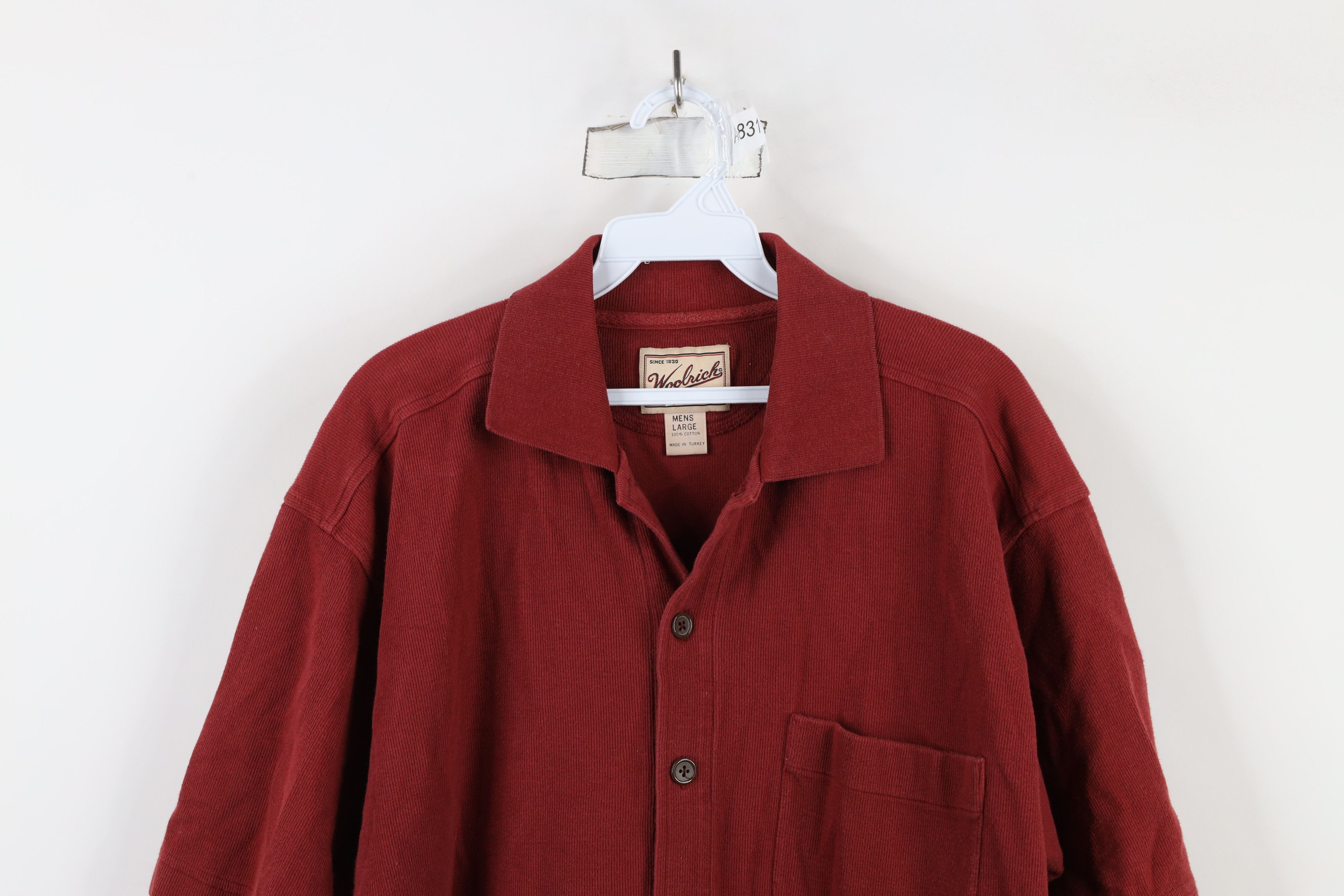 Vintage × Woolrich Woolen Mills Vintage 90s Woolrich Ribbed Knit Short Sleeve Button Shirt Size US L / EU 52-54 / 3 - 2 Thumbnail
