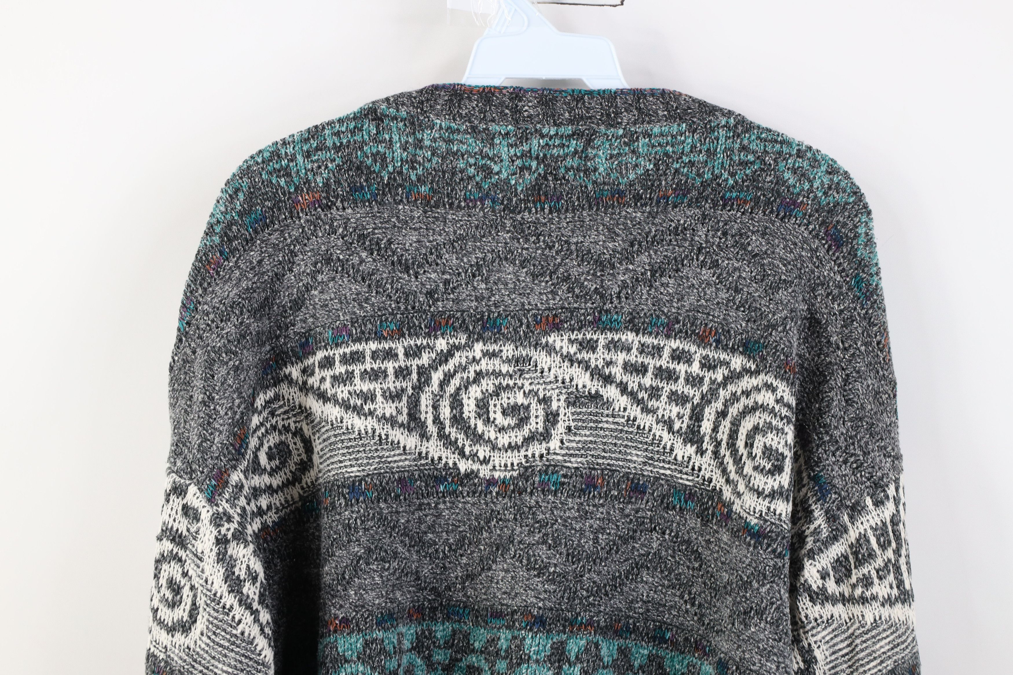 Vintage Vintage 90s Streetwear Geometric Swirl Knit Crewneck Sweater Size L / US 10 / IT 46 - 9 Thumbnail