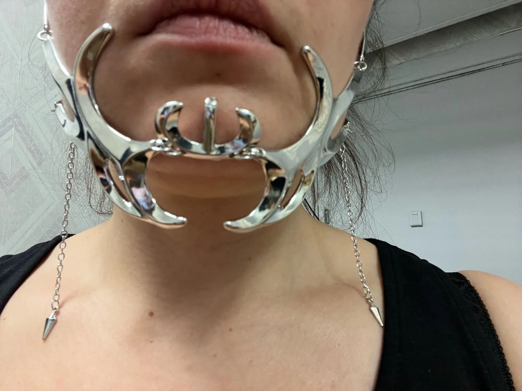 Jewelry Gothic Mask Cyber Punk Liquid Irregular Hollow Jewelry Size ONE SIZE - 4 Thumbnail