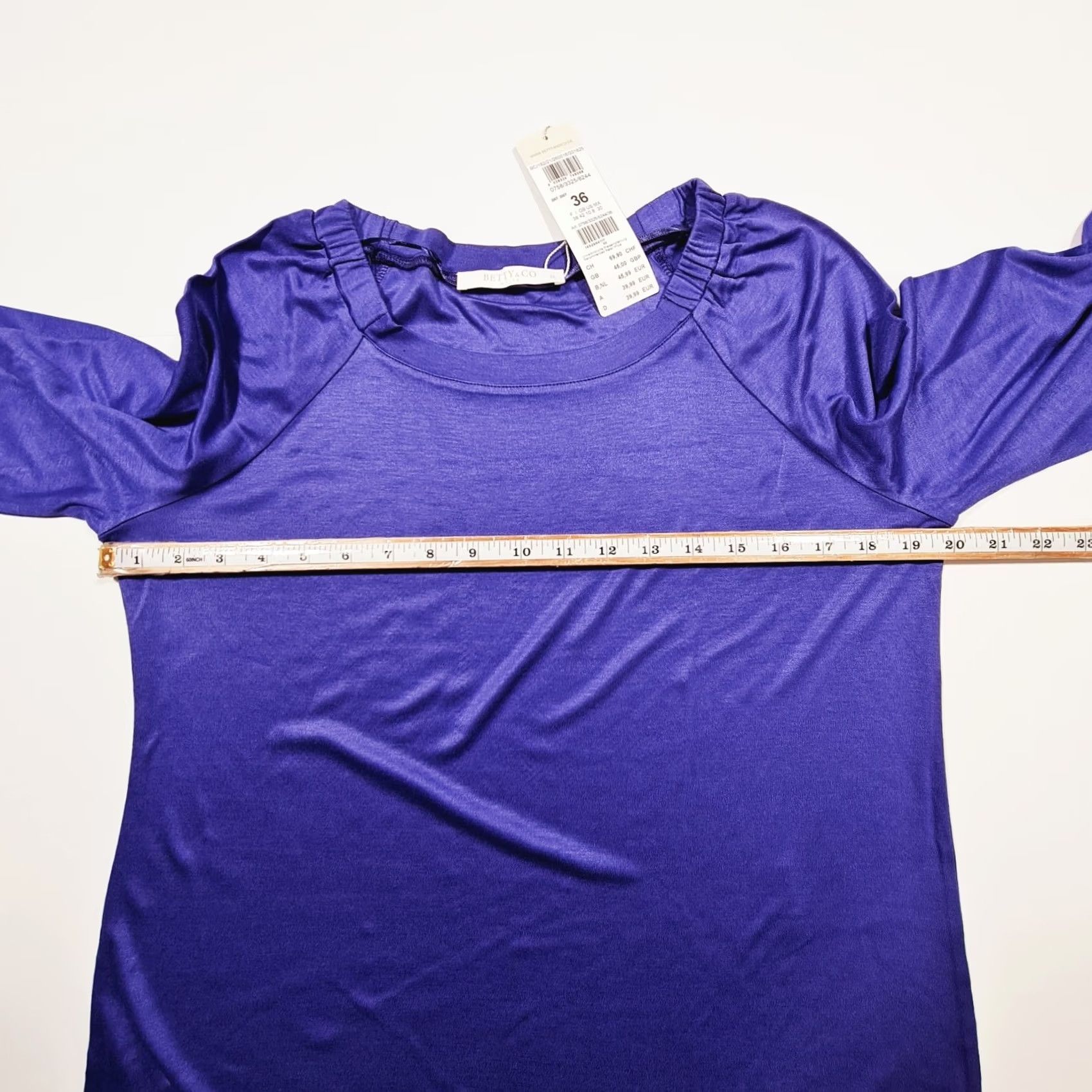 CO Betty & Co Womens Purple Long Sleeves Tee Shirt Blouse Top 10 UK Stretch Casual Boat Neck Size L / US 10 / IT 46 - 4 Thumbnail