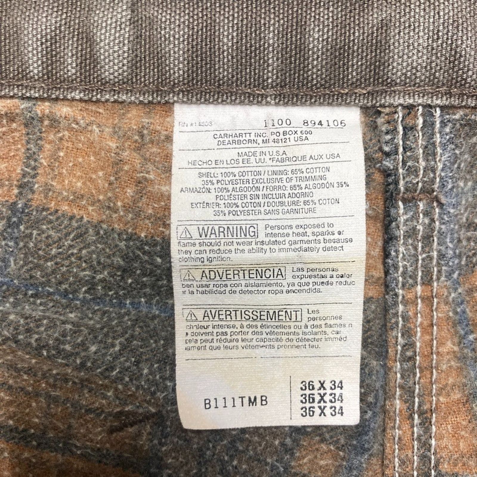 Carhartt Carhartt B111 TMB Timber Pants 36x34 Flannel Lined USA Y2K Size US 36 / EU 52 - 3 Thumbnail