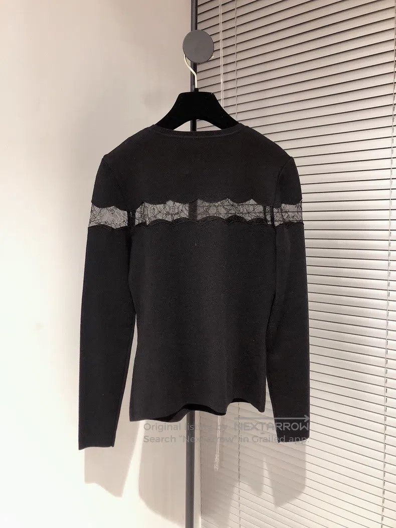 Valentino Valentino Black knit lace panelled knit sweater Size M / US 6-8 / IT 42-44 - 2 Thumbnail