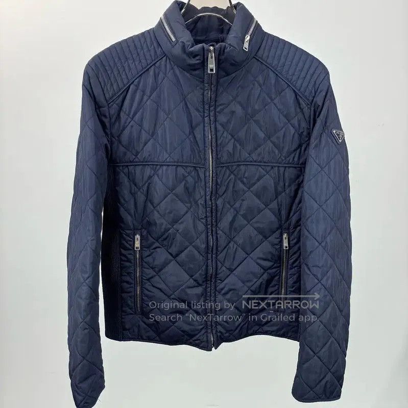 Prada Prada Men's Dark Blue Quilted Down Jacket. Size US S / EU 44-46 / 1 - 1 Thumbnail