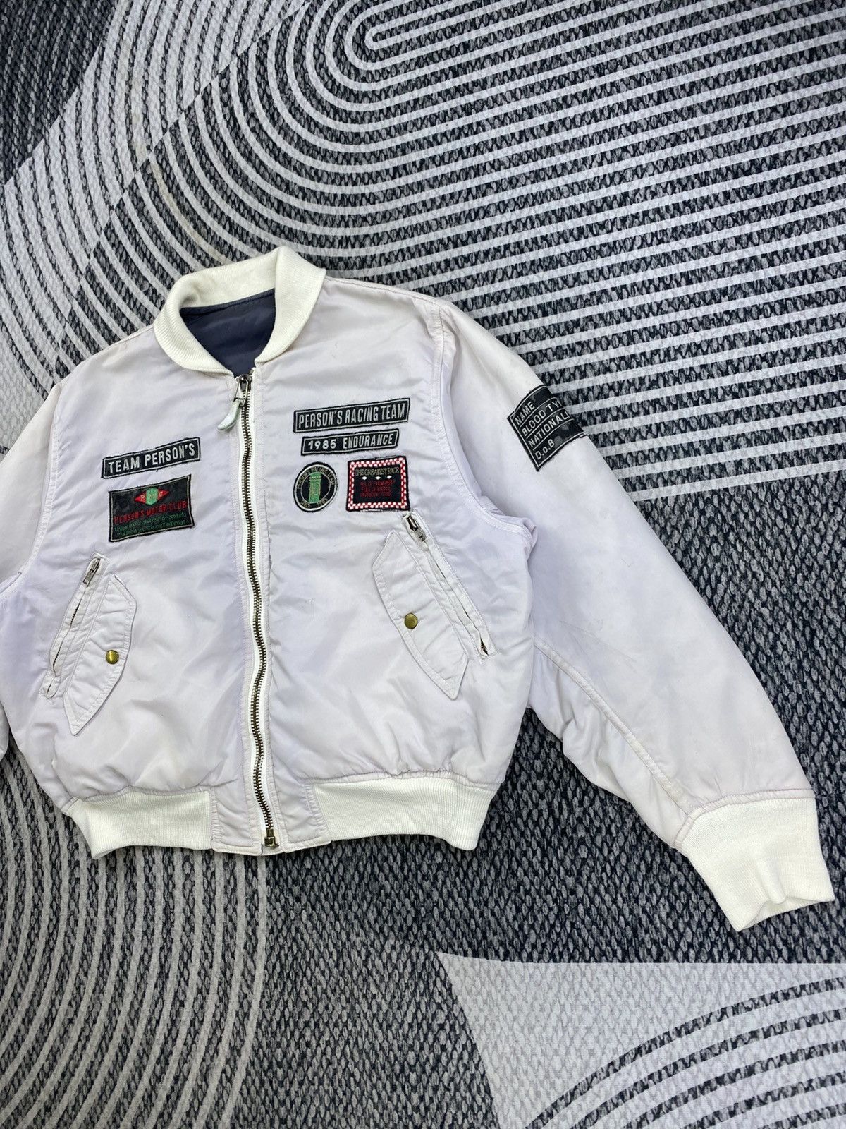 Vintage Vtg Person Racing Team Riversible Bomber Jacket With Patches Size US L / EU 52-54 / 3 - 7 Thumbnail