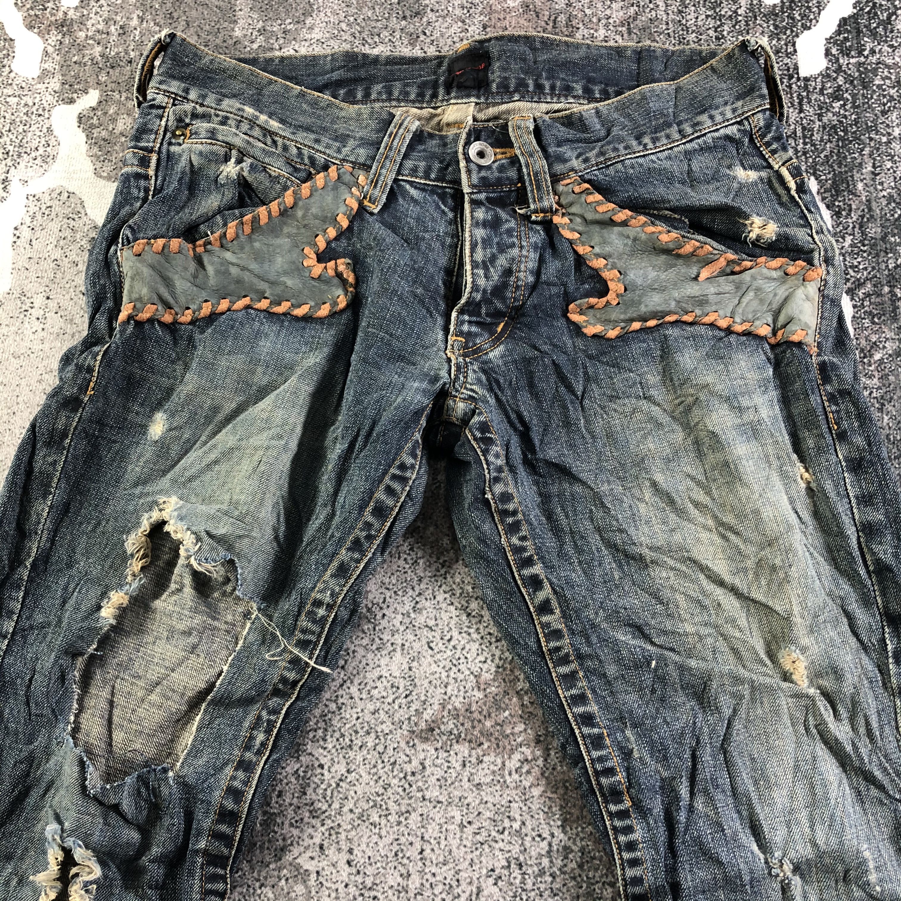 JACKROSE Jack Rose Flare Jeans Destroyed Denim KJ3043 Size US 30 / EU 46 - 3 Thumbnail