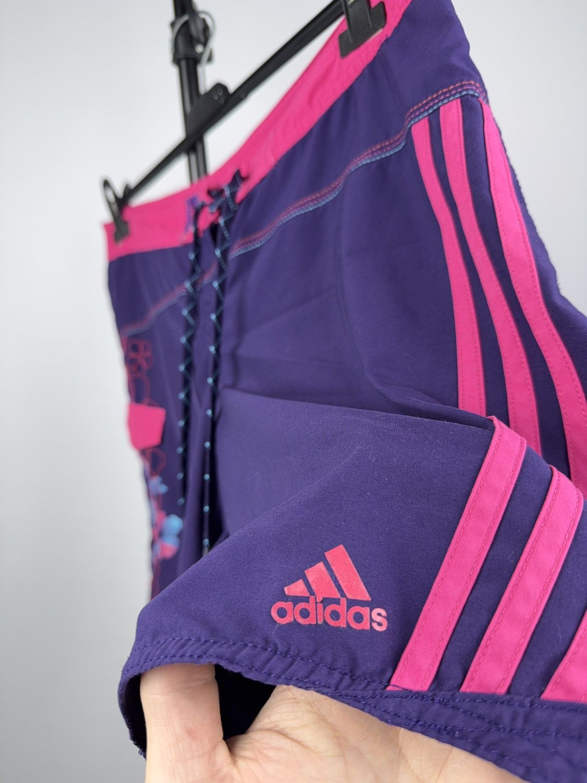 Adidas Adidas Y2K Floral Board Shorts Purple Pink 3-Stripes Wmns M Size 32" / US 10 / IT 46 - 4 Thumbnail