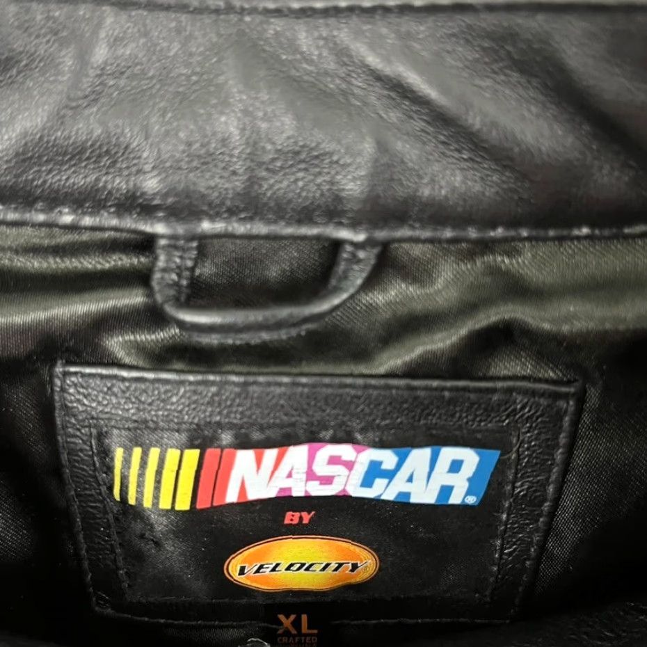 NASCAR VINTAGE Velocity Jacket Womens XL Black Yellow Leather Matt Kenseth Retro Full Zip - Motorcycle, Classic, Biker, Vintage, 90s style Size XL / US 12-14 / IT 48-50 - 3 Thumbnail