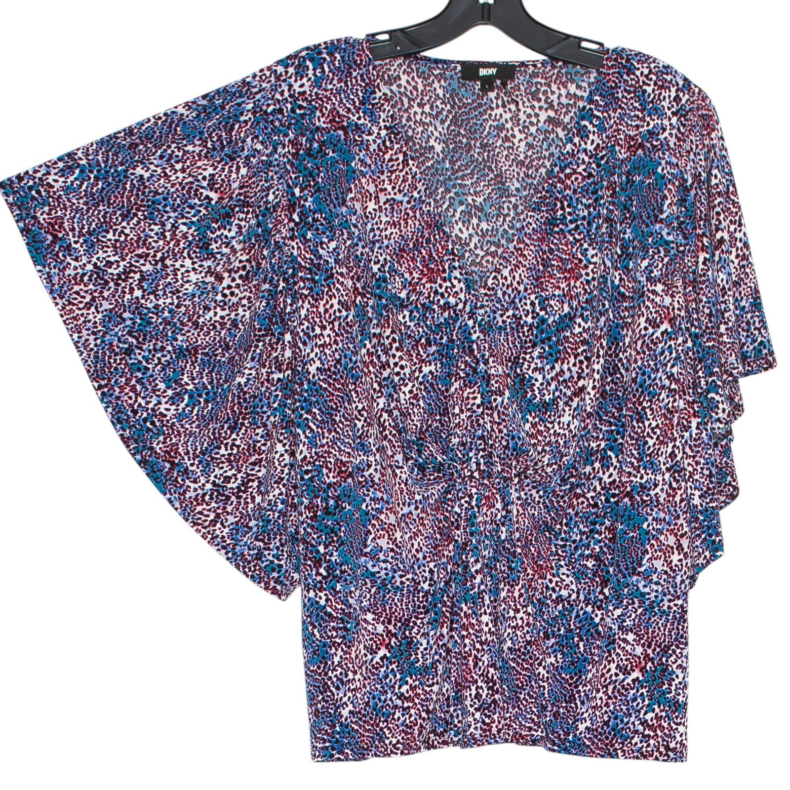 DKNY DKNY Boho Flowy Top Leopard Animal Print Kimono Sleeve L Size L / US 10 / IT 46 - 2 Thumbnail