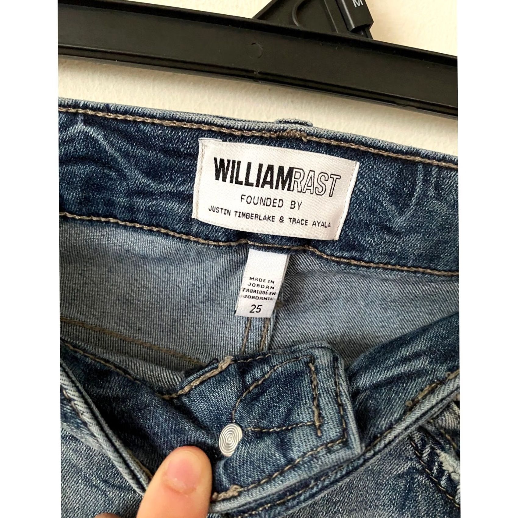 Denime William Rast Jeans Women's Distressed Blue Denim Skinny 25 Size Regular Zip Front Pockets Cotton Viscose Polyester Elastane Size 42" / US 20 - 3 Thumbnail