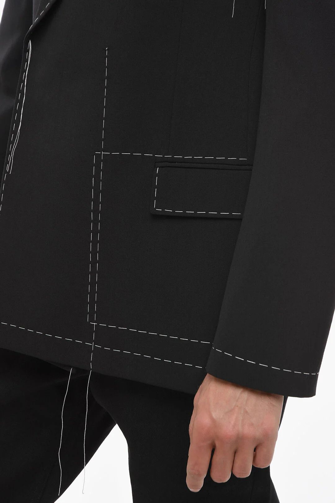 Off-White og1mm0426 Double-Breasted Wool-Blend Blazer in Black Size US L / EU 52-54 / 3 - 3 Thumbnail