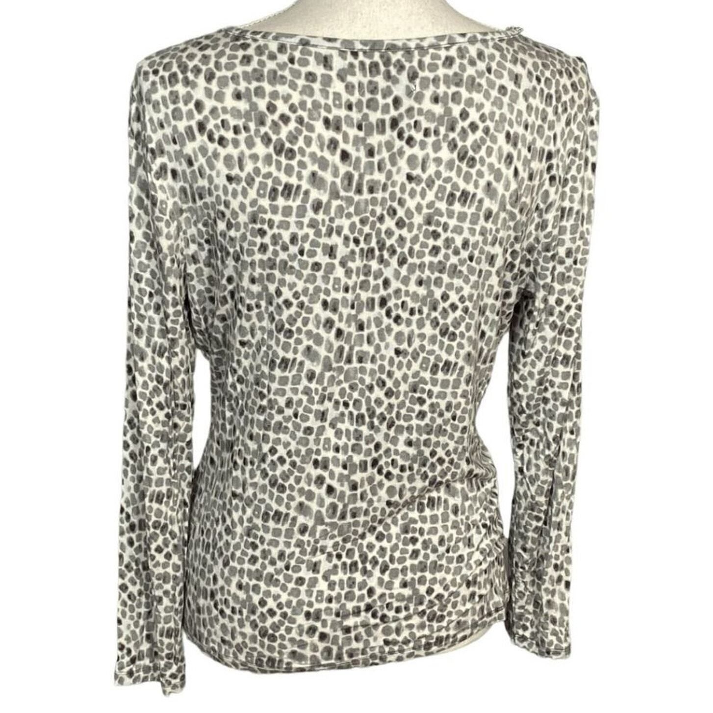 Other Charter Club Women's Blouse Petite Medium White Gray Abstrac Size M / US 6-8 / IT 42-44 - 2 Thumbnail