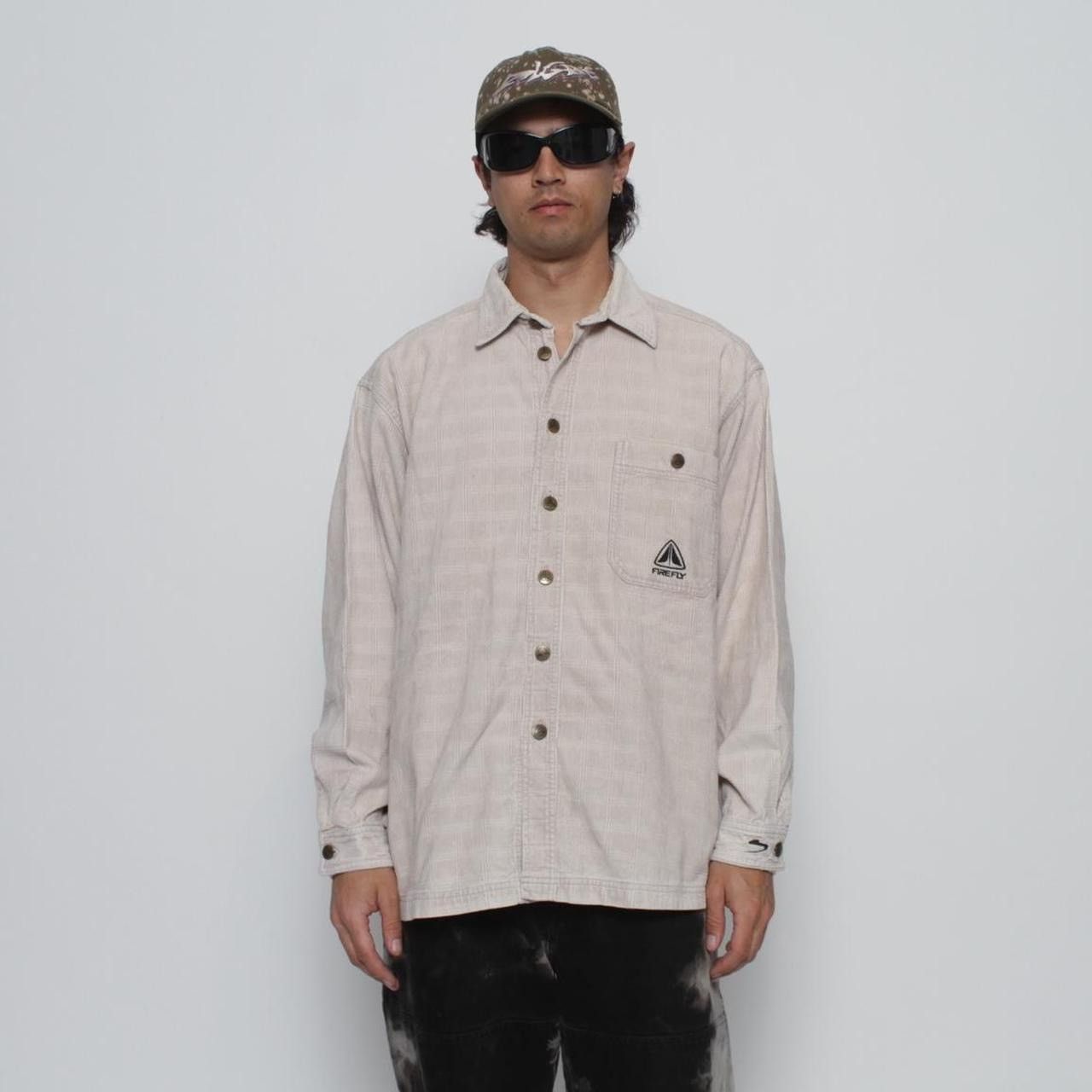 Vintage TAN PLAID PATTERNED CORDUROY BUTTON UP SHIRT BY FIRE FLY Size US M / EU 48-50 / 2 - 2 Thumbnail
