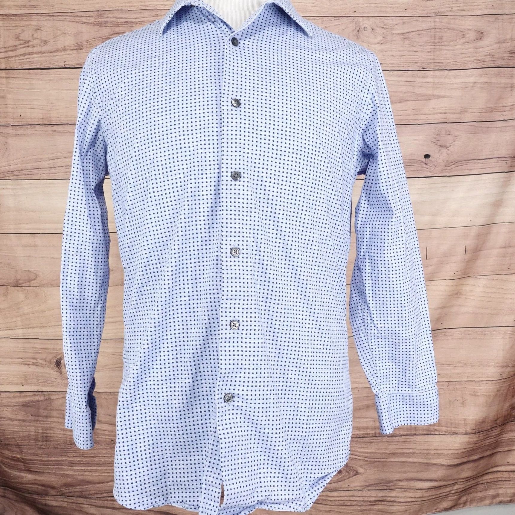 Apt. 9 Apt. 9 Shirt Mens Neck 16 Sleeve 32/33 Blue Premier Flex Slim Fit Button-Down Micro Dot Dress Shirt Size US L / EU 52-54 / 3 - 3 Thumbnail