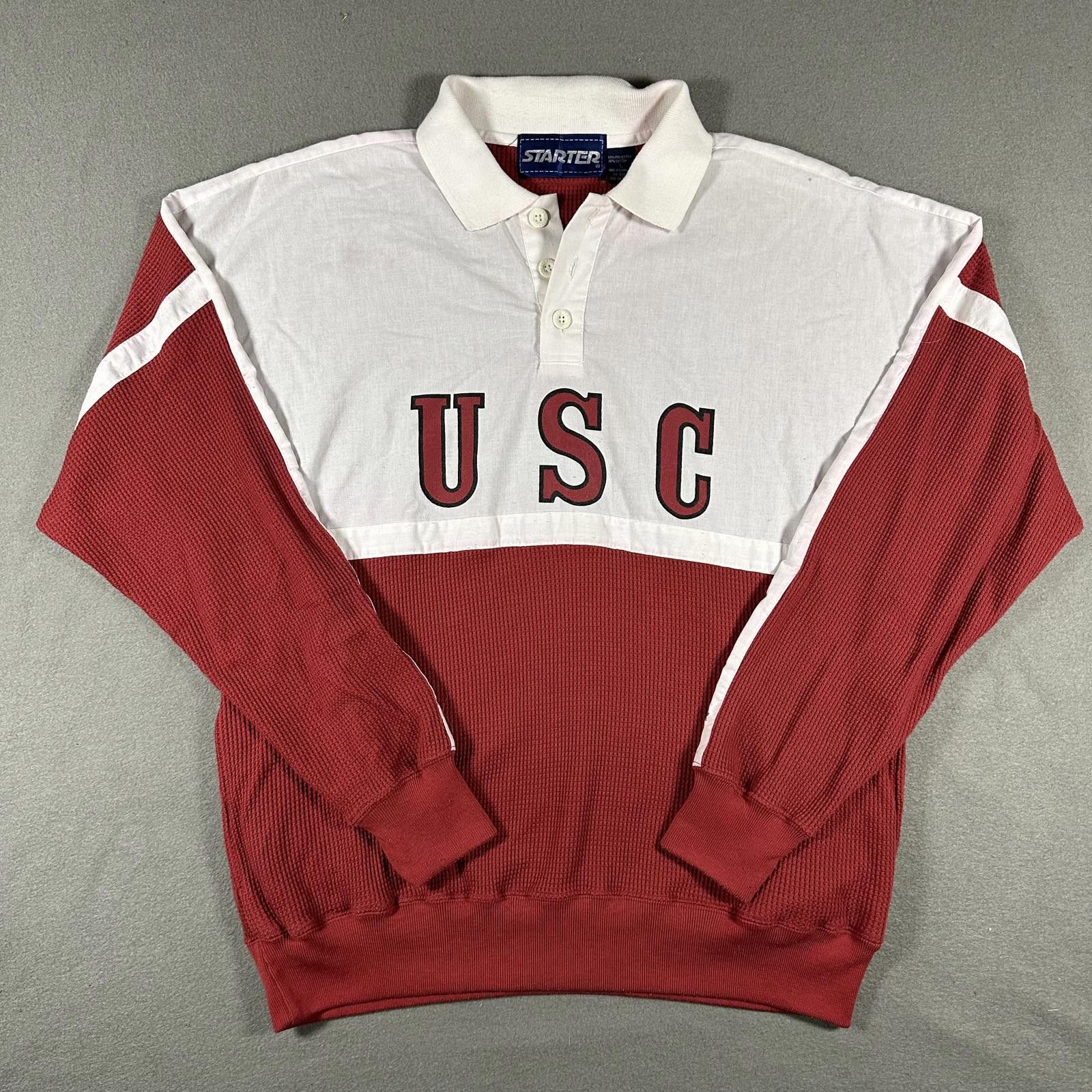 Starter Starter Men Long Sleeve Polo Shirt Waffle knit USC L red Size US L / EU 52-54 / 3 - 1 Thumbnail
