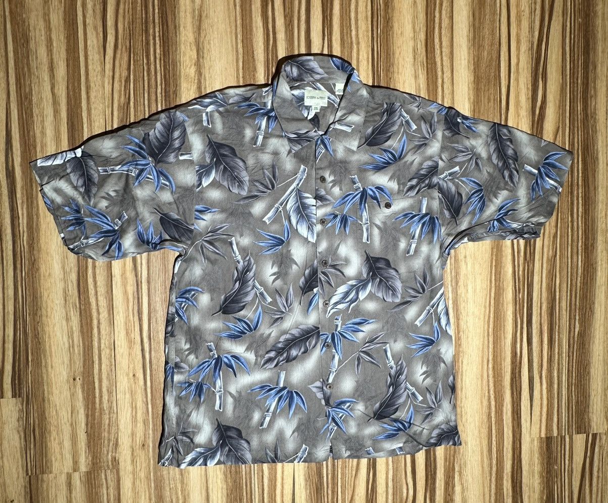 Joseph & Feiss Joseph & Feiss Gray and Blue Hawaiian Print Silk Shirt Size US XXL / EU 58 / 5 - 1 Thumbnail