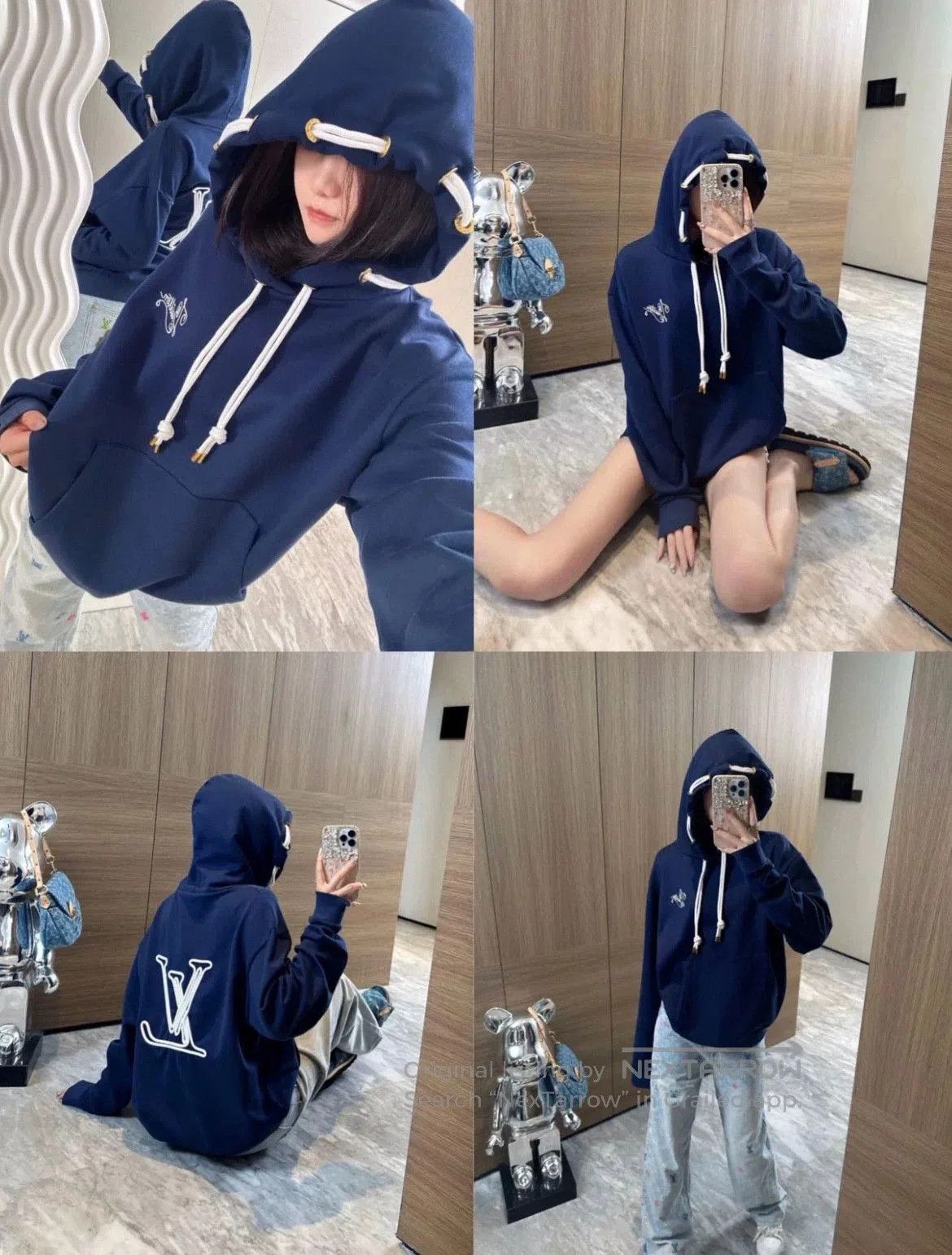 Louis Vuitton navy blue embroidered hoodie by Louis Vuitton. Size US L / EU 52-54 / 3 - 9 Thumbnail
