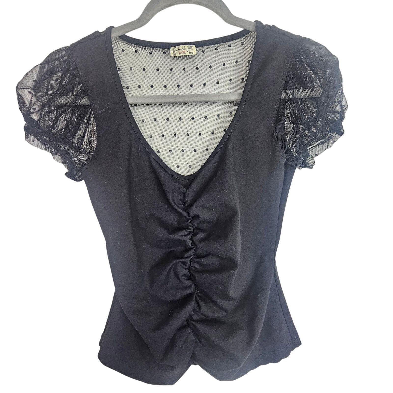 Free People Intimately Free People Womens Black Cinched Lace Top Size S Size S / US 4 / IT 40 - 1 Thumbnail