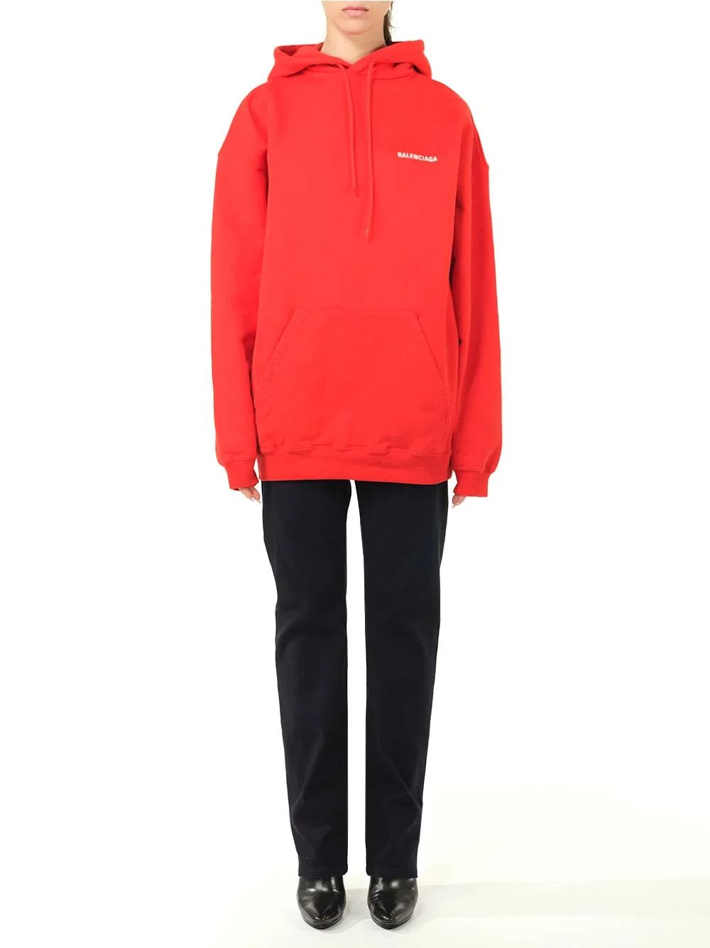 Balenciaga o1y0625 Logo Hoodie in Tomato Red Size S / US 4 / IT 40 - 3 Thumbnail