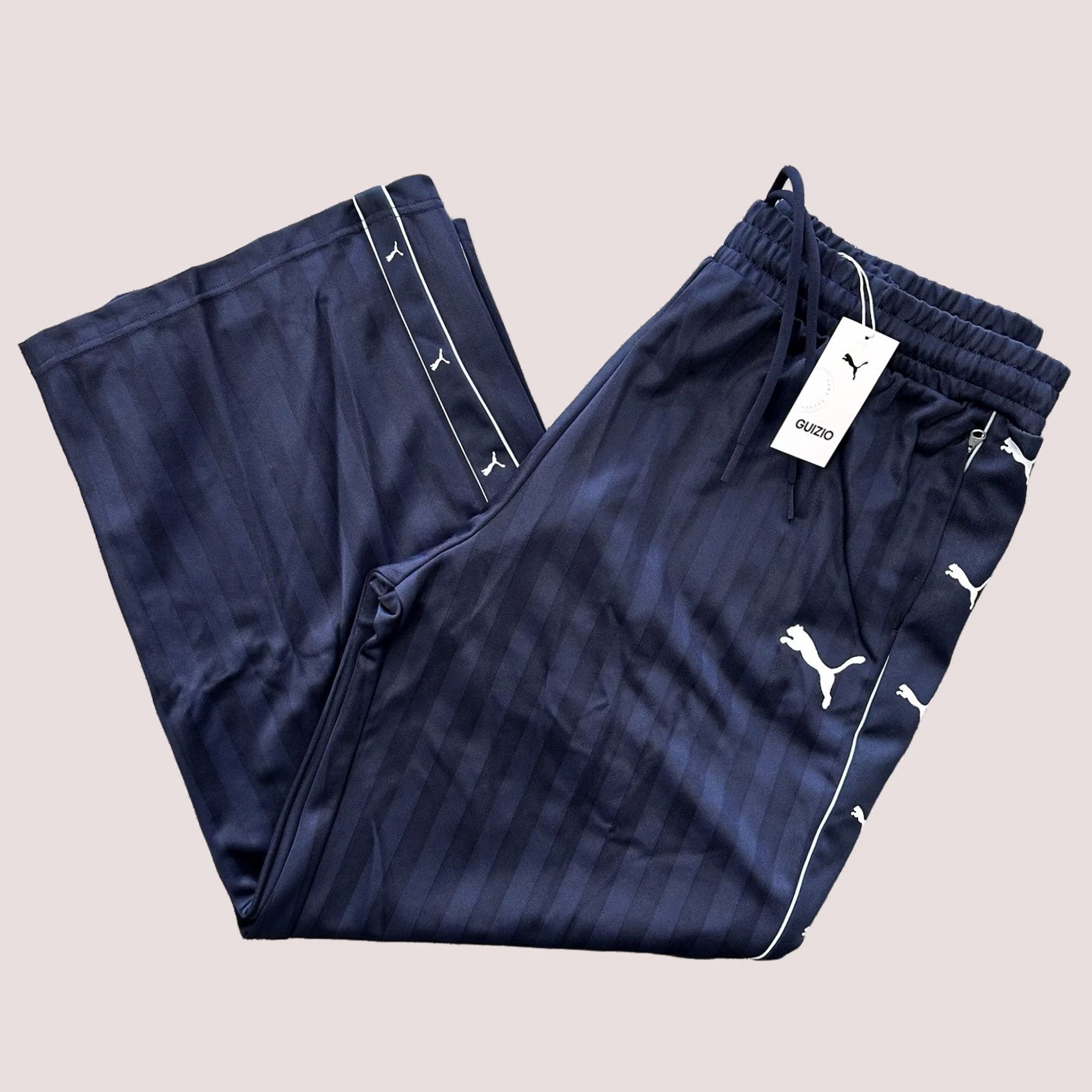 Puma PUMA Guizio T7 Track Pants Womens XL Navy Blue Wide-Leg Sweatpants Size 40" / US 18 - 1 Thumbnail