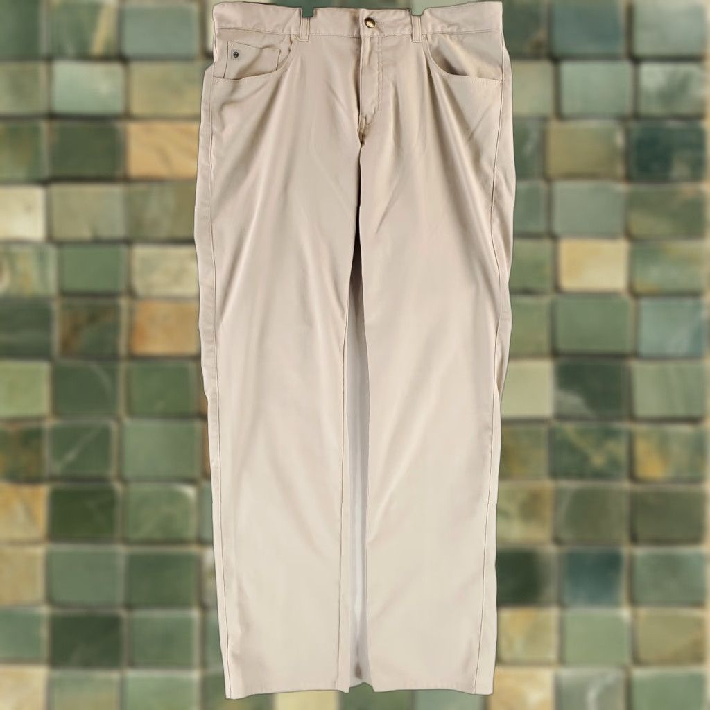 Peter Millar Peter Millar EB66 Pants Beige Golf Performance Mens 34x32 35x31.5 Inseam Chino Size US 35 - 1 Thumbnail