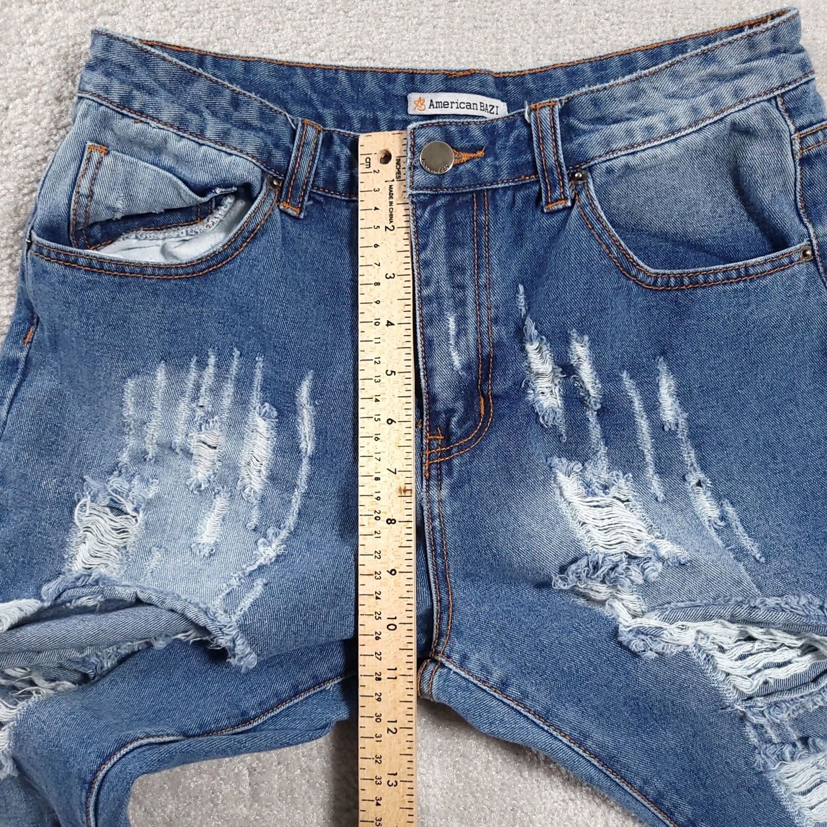 Denime American Bazi Jeans Womens Adult L 32x28.5 Blue Denim Distressed Ripped Tapered Jeans Womens Size 36" / US 14 / IT 50 - 7 Thumbnail