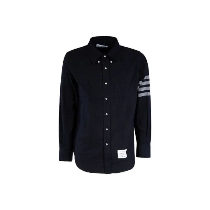 Thom Browne Thom Browne Classic Navy Long Sleeve Shirt 0079 Size US S / EU 44-46 / 1 - 1 Thumbnail