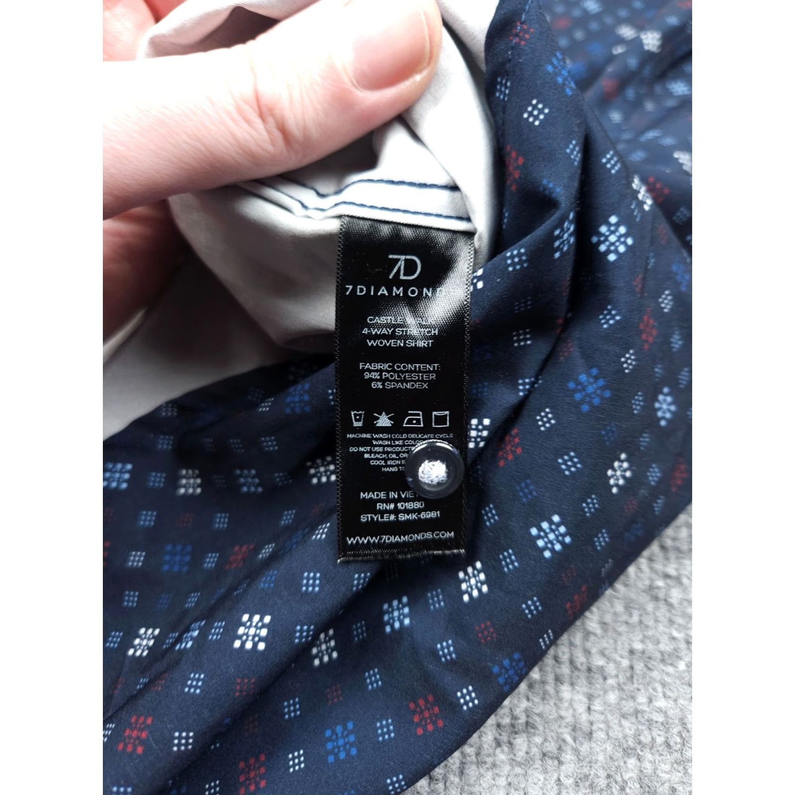 Vintage 7 Diamonds Shirt Mens Medium Blue 4 Way Stretch Button Up Geometric Shirt Size US M / EU 48-50 / 2 - 6 Thumbnail