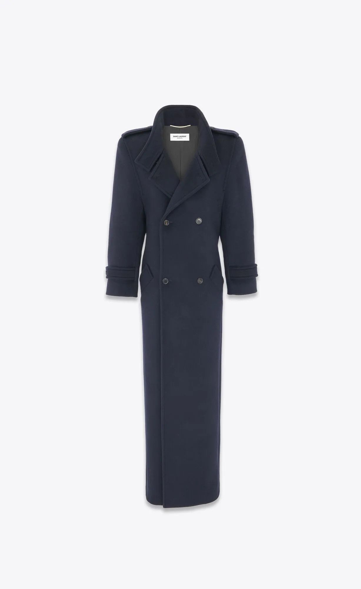Saint Laurent Paris o1tp1o1224 Oversized Coat In Wool in Blue Size S / US 4 / IT 40 - 1 Thumbnail