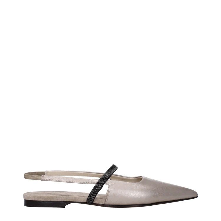 Brunello Cucinelli ob1o1e1024 Leather Ballet Flats in Grey Size US 7 / IT 37 - 1 Thumbnail
