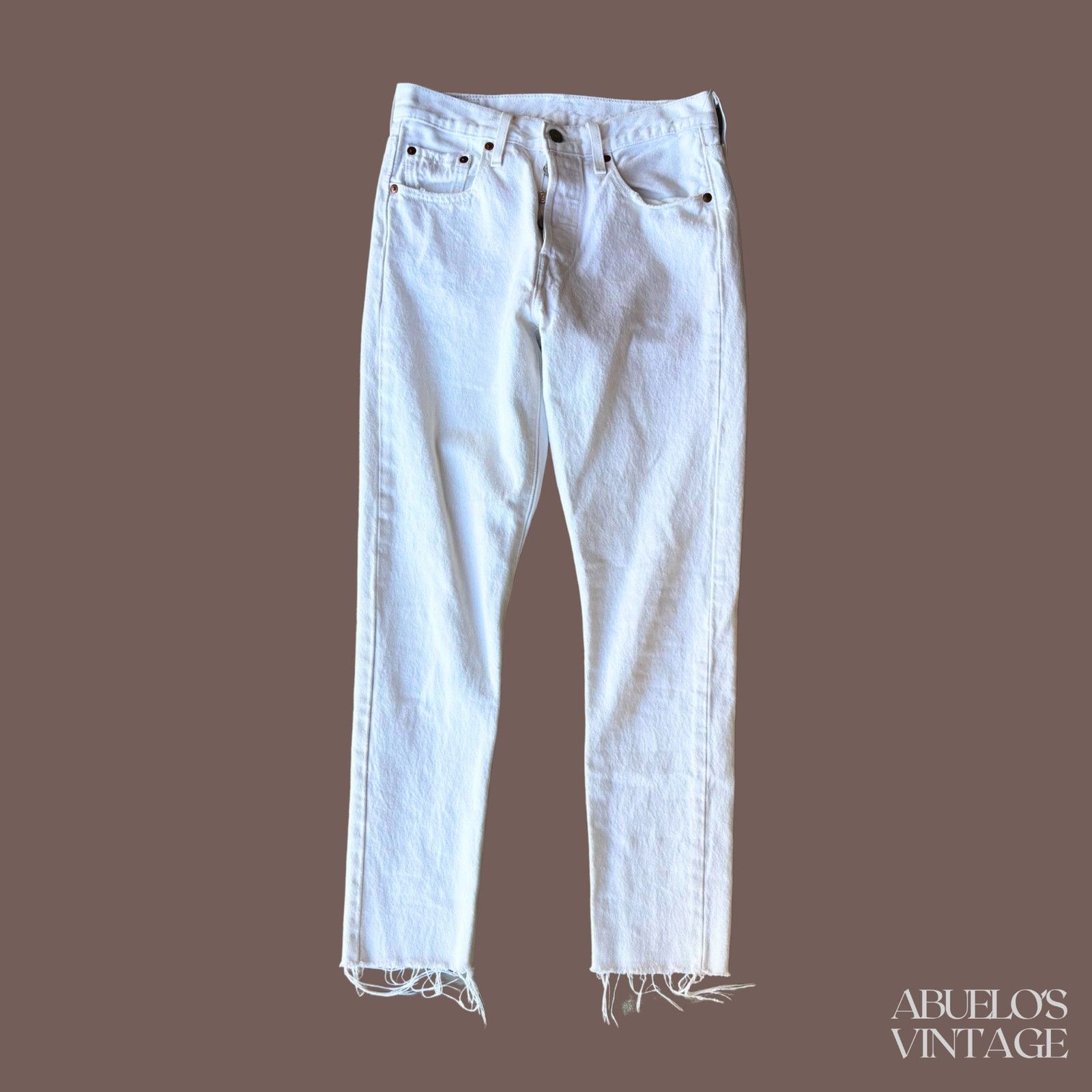 Levi's Levi’s Premium 501 | White Denim Raw Hem | Modern Classic Size 27" / US 4 / IT 40 - 1 Thumbnail