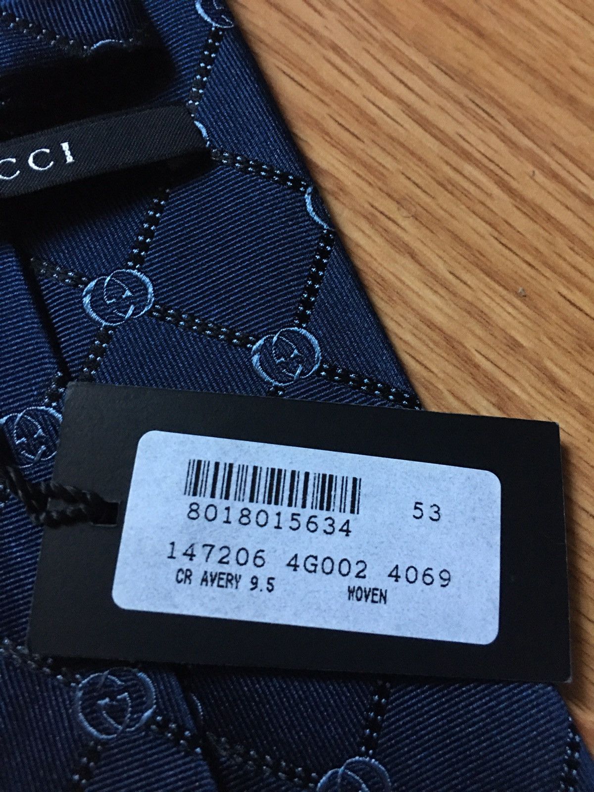 Gucci GUCCI New Mens Tie Dark Blue Monogrammed Logo GG Silk Size ONE SIZE - 7 Thumbnail
