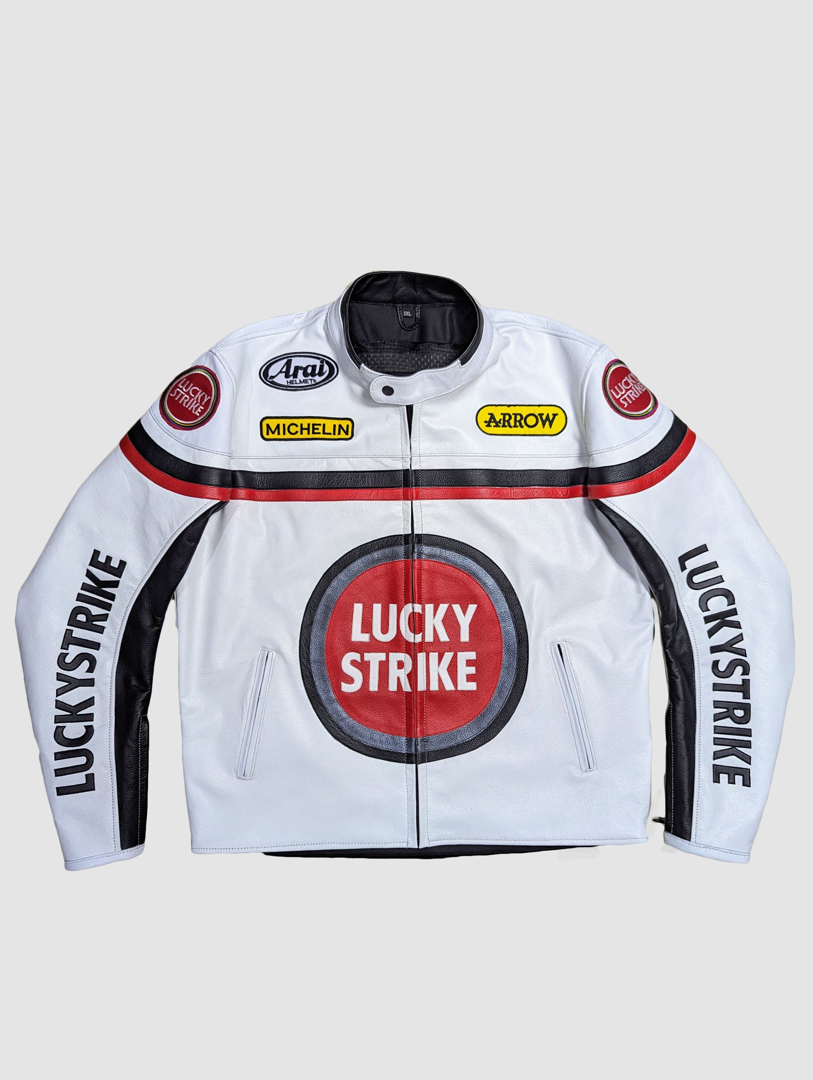 Genuine Leather 🔥 LUCKY STRIKE LEATHER JACKET RACING VINTAGE Size US XL / EU 56 / 4 - 1 Thumbnail