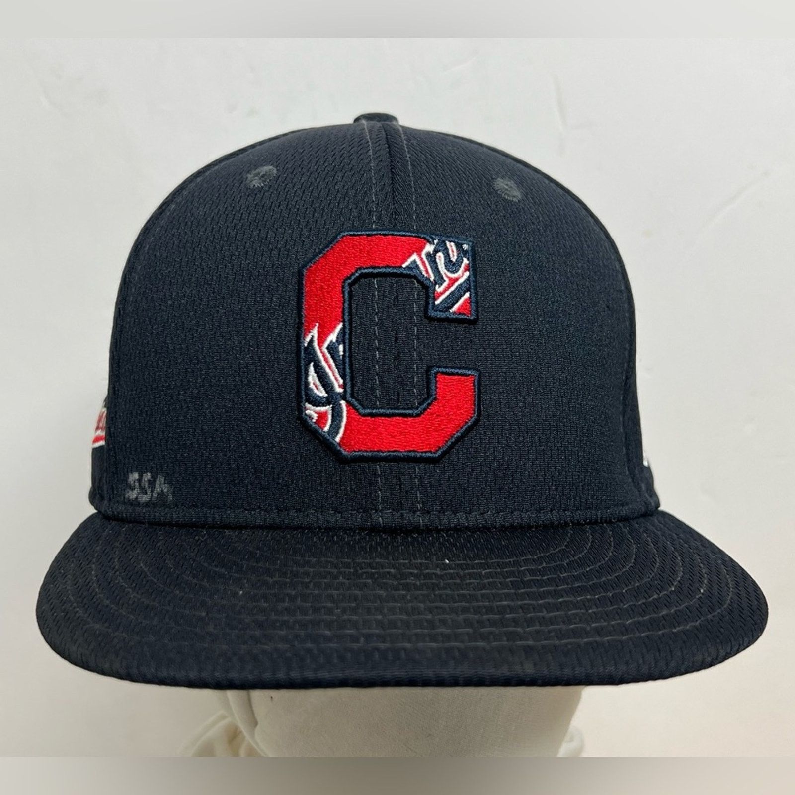 New Era Game Worn New Era Cleveland Indians On-Field Hat 7 3/8 Size ONE SIZE - 1 Thumbnail