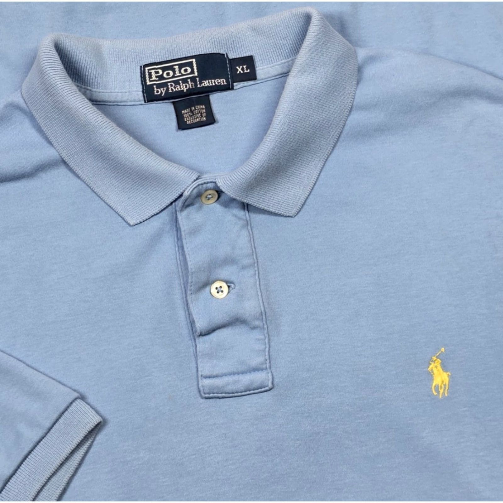 Polo Ralph Lauren VTG Polo Ralph Lauren Polo Shirt XL Light Blue Short Sleeve Mens Solid Blue Pony Classic 90s Theme Size US XL / EU 56 / 4 - 2 Thumbnail