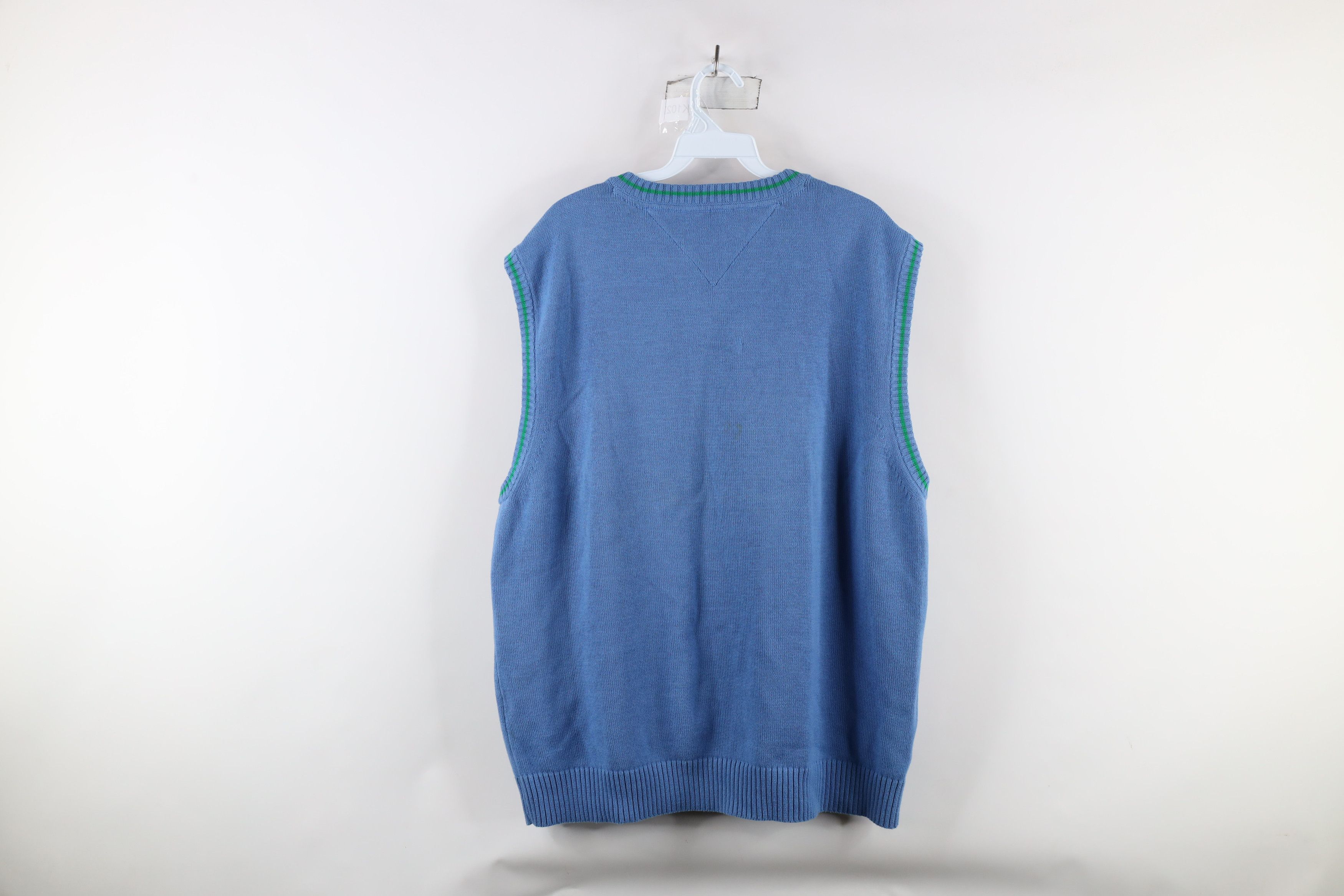 Tommy Hilfiger × Vintage Vintage 90s Tommy Hilfiger Cotton Knit V-Neck Sweater Vest Size US XL / EU 56 / 4 - 10 Thumbnail
