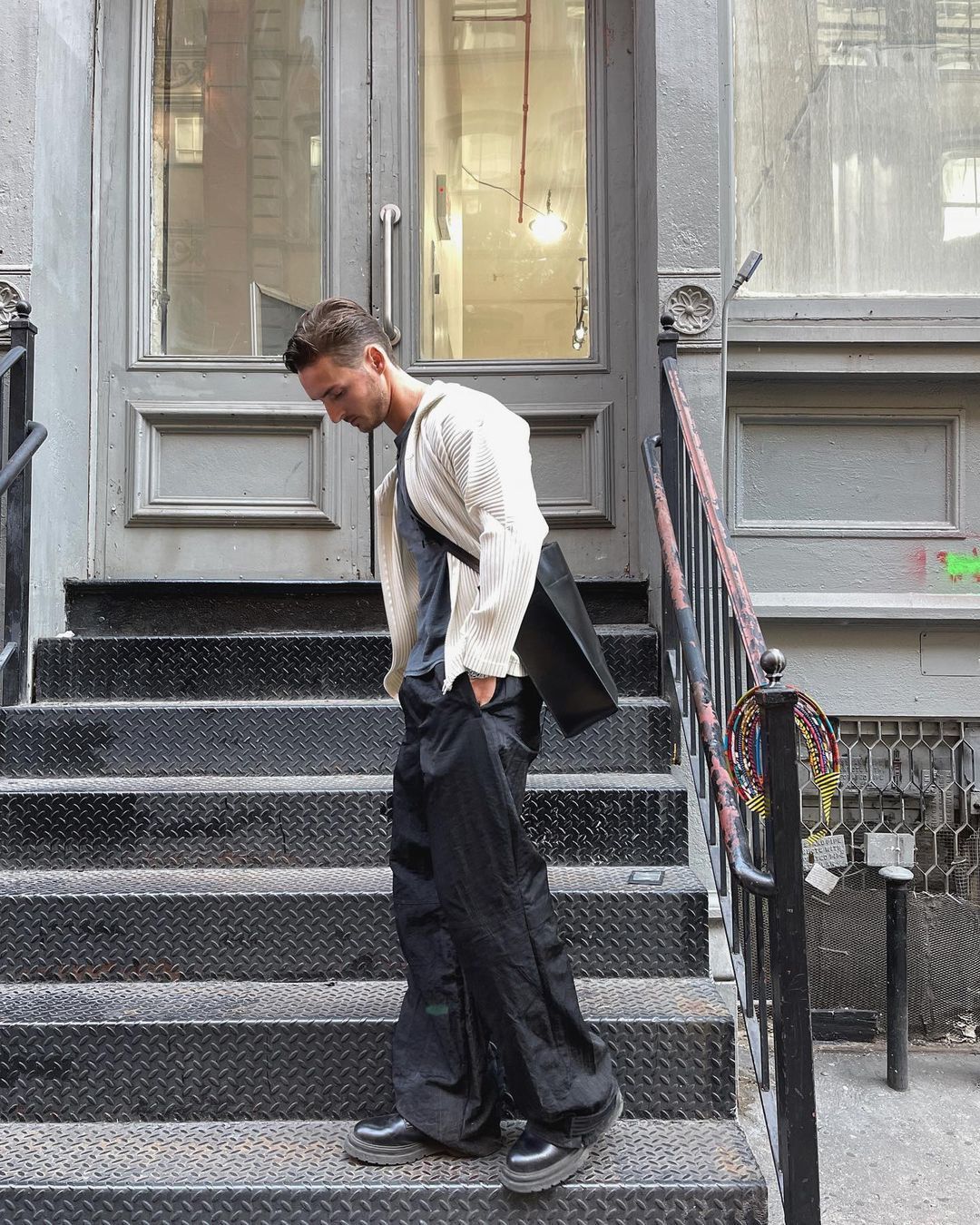 Ojardorf O. Files Wrinkled Nylon Track Pants wide leg flared baggy XL Size US 36 / EU 52 - 5 Thumbnail