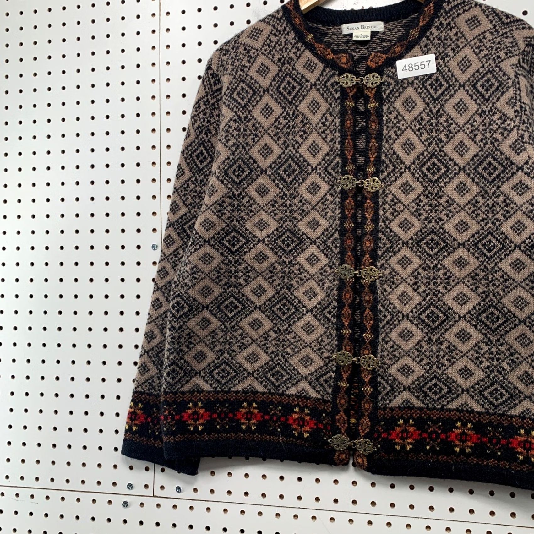 Vintage VINTAGE Susan Bristol Cardigan Sweater Womens Large Brown 90s Wool Metal Toggle Cardigan Womens Large Brown 90s Wool Metal Toggle Size L / US 10 / IT 46 - 5 Thumbnail