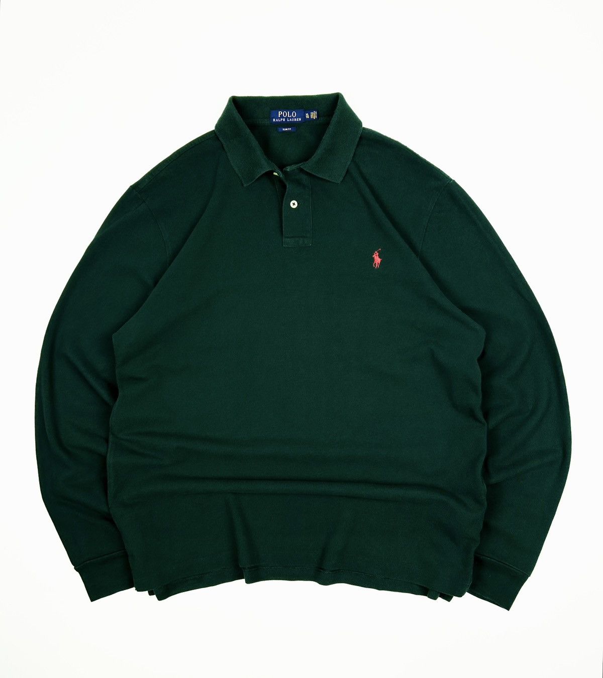 Polo Ralph Lauren × Vintage Vintage Polo Ralph Lauren Polo Longsleeve Green Rugby Size US XL / EU 56 / 4 - 1 Thumbnail