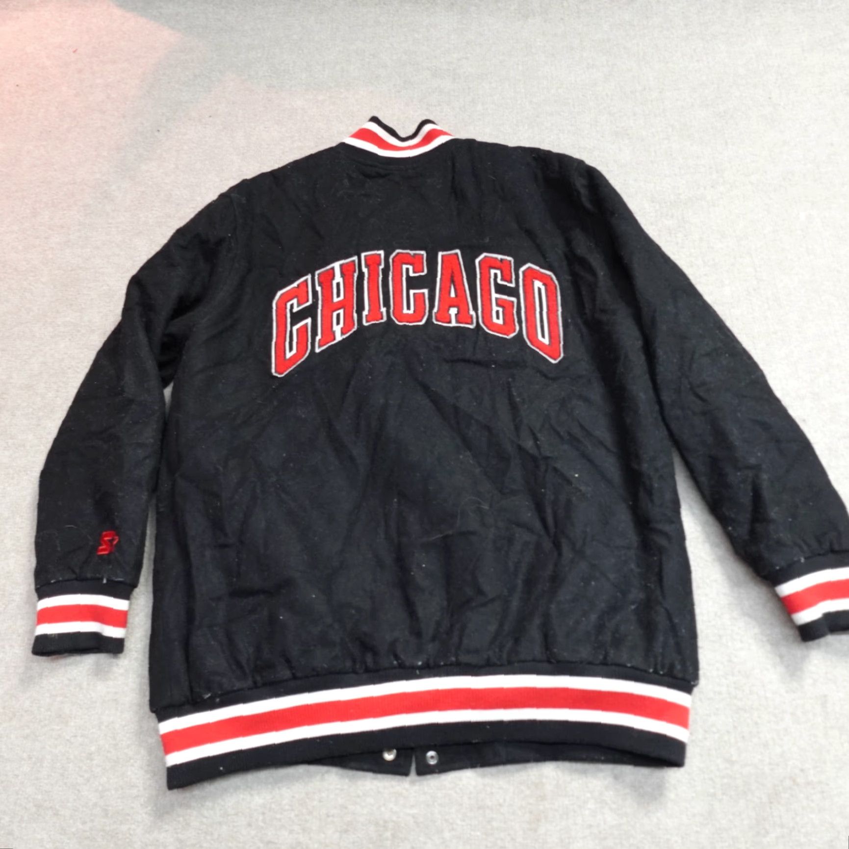 Starter Starter Jacket Chicago Bulls XL Black Bomber Label Double Sided Embroidered Men Size US XL / EU 56 / 4 - 2 Thumbnail
