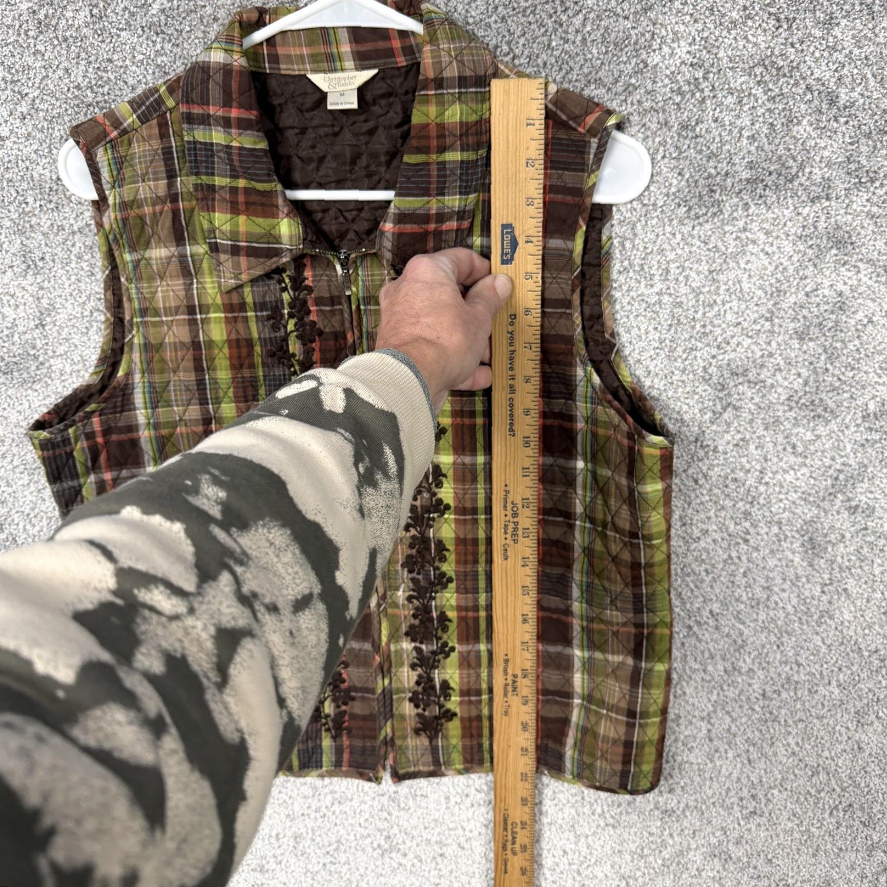 Vintage Christopher & Banks Vest Womens Medium Plaid Quilted Zip Brown Green Cabincore Size M / US 6-8 / IT 42-44 - 2 Thumbnail