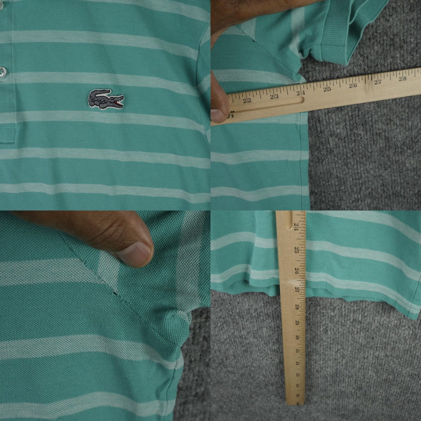 Lacoste Lacoste Polo Shirt Mens 3XL Green White Striped Regular Fit Big Logo Crocodile Size US XXL / EU 58 / 5 - 8 Thumbnail