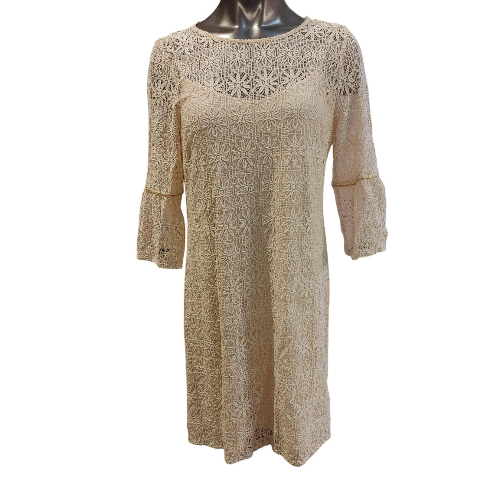 Jessica Simpson Jessica Simpson Womens 14 Pastel Peach Longsleeve Lace Dress Size XL / US 12-14 / IT 48-50 - 1 Thumbnail
