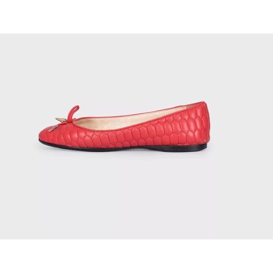 Roberto Cavalli Roberto Cavalli Red Quilted Leather Flats EU 37 Size US 6 / IT 36 - 1 Thumbnail