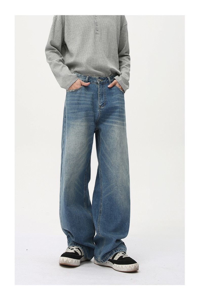 Japanese Brand × Jean High street whisker washed wide leg straight jeans y2k Size US 32 / EU 48 - 2 Thumbnail