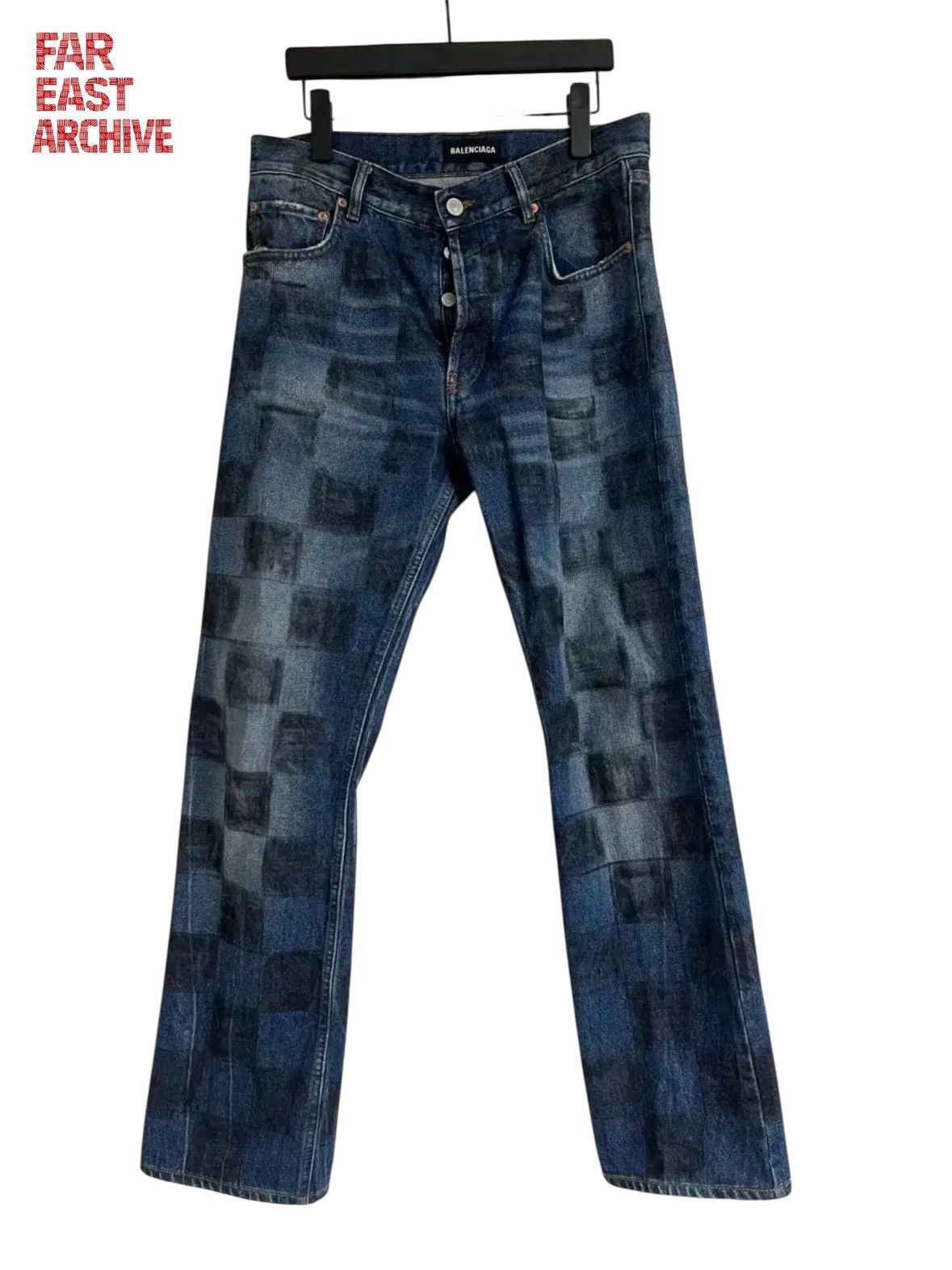 Balenciaga Balenciaga 19FW CHECKERBOARD SHARPIE Denim Jean Size US 29 - 1 Thumbnail