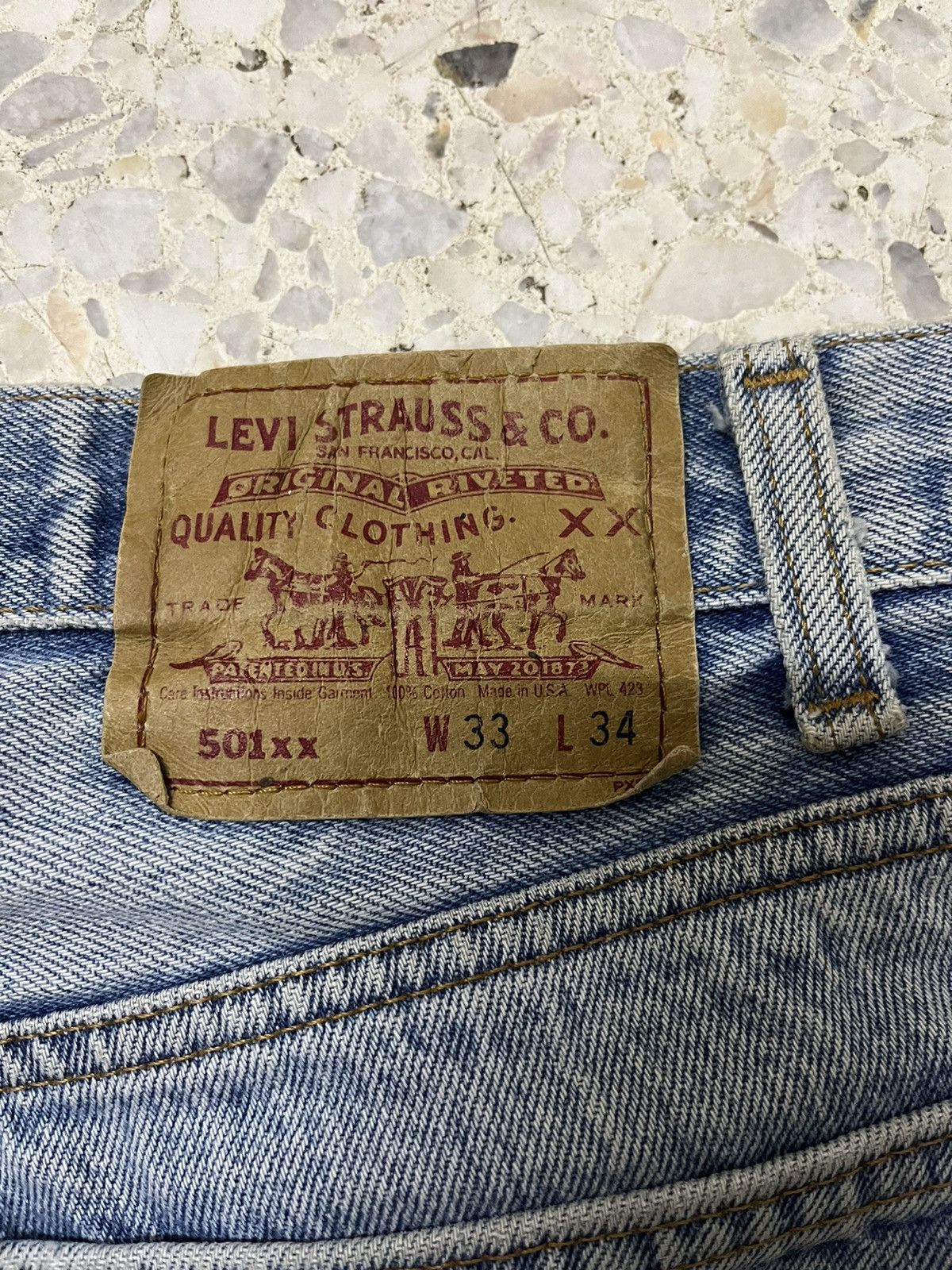 Levi's Rare 90a Levi’s 501XX Light Blue Wash Distressed Vintage Size US 31 - 10 Thumbnail