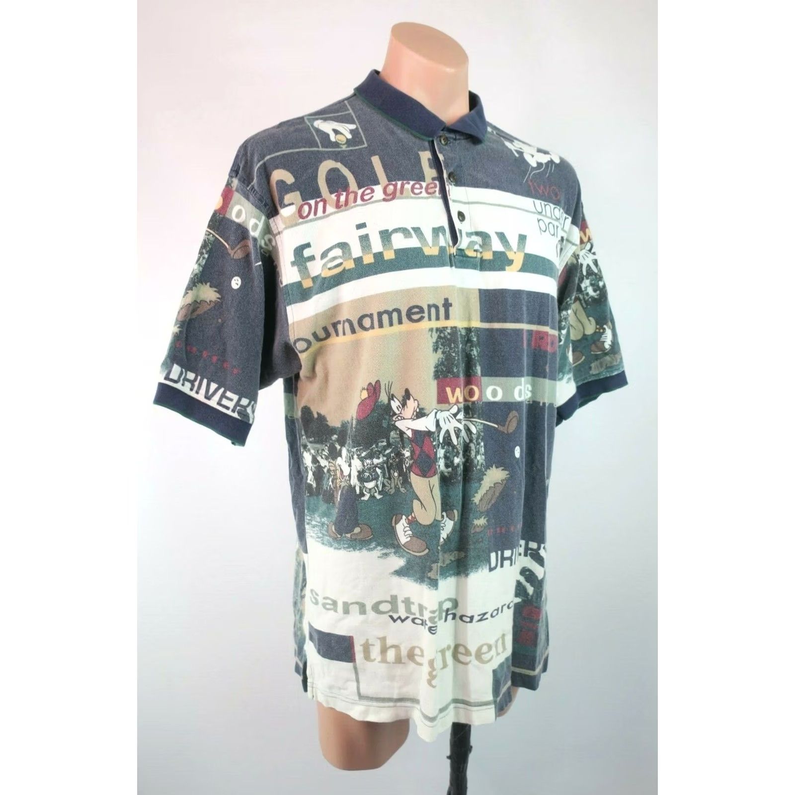 Disney VINTAGE Disney Mickey Mouse Donald Goofy All Over Print Polo Shirt XL Mens Golf Shirt Size US XL / EU 56 / 4 - 5 Thumbnail